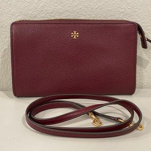 Tory Burch Blake Slim CrossBody Dark Red Zipper Bag Purse Brand New w/Tags